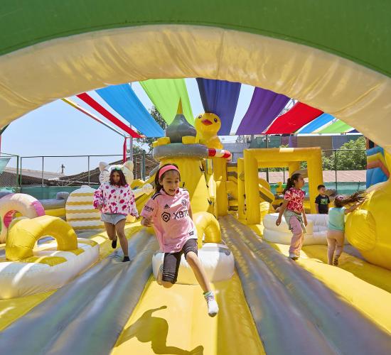 Niños Jugando en juegos inflables