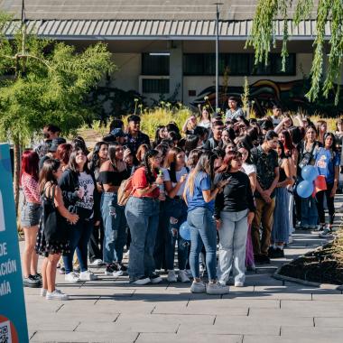 Grupos de estudiantes en el campus universitario