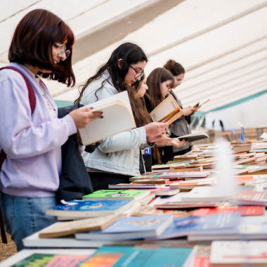 Asistentes revisando libros