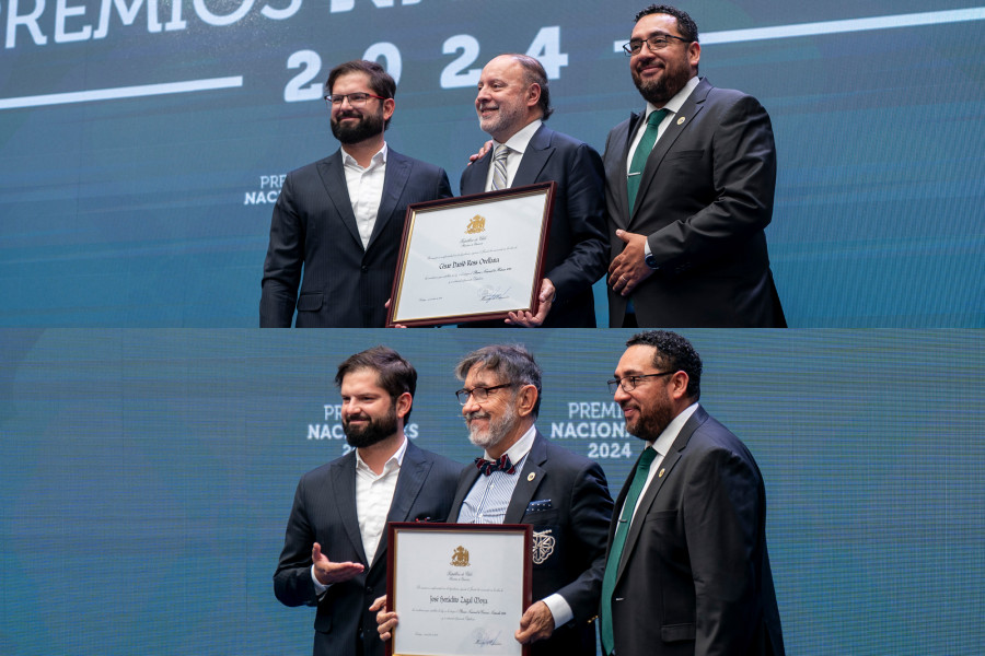 Presidente Boric, Dr. César Rosso y Dr. José Zagal, reciben oficialmente el Premio Nacional 2024 en el Palacio de La Moneda