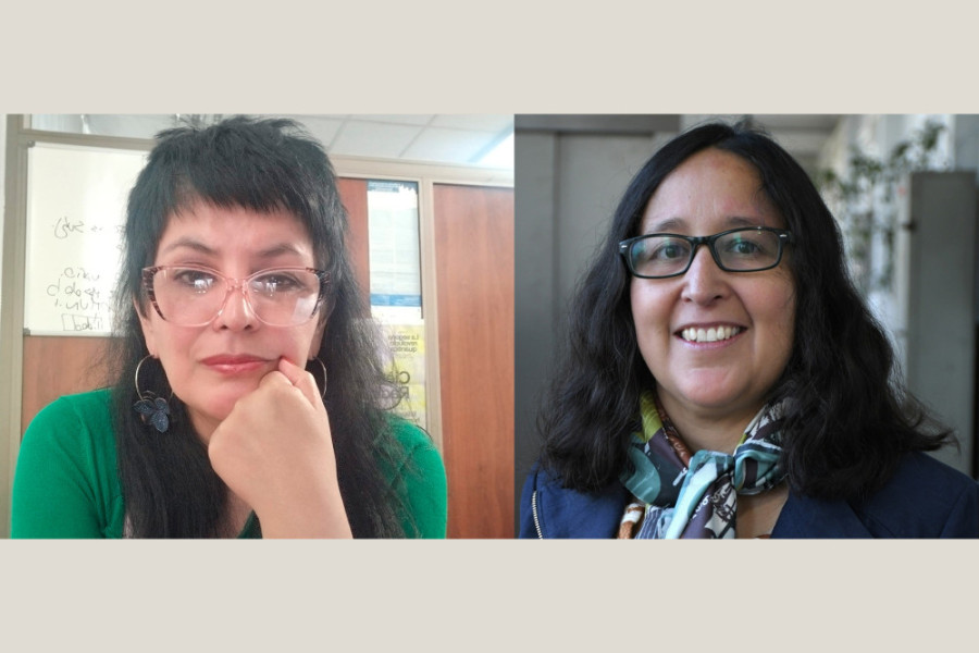 Dra. Claudia Calquín y Dra. Gloria Mora, académicas del Departamento de Psicología.