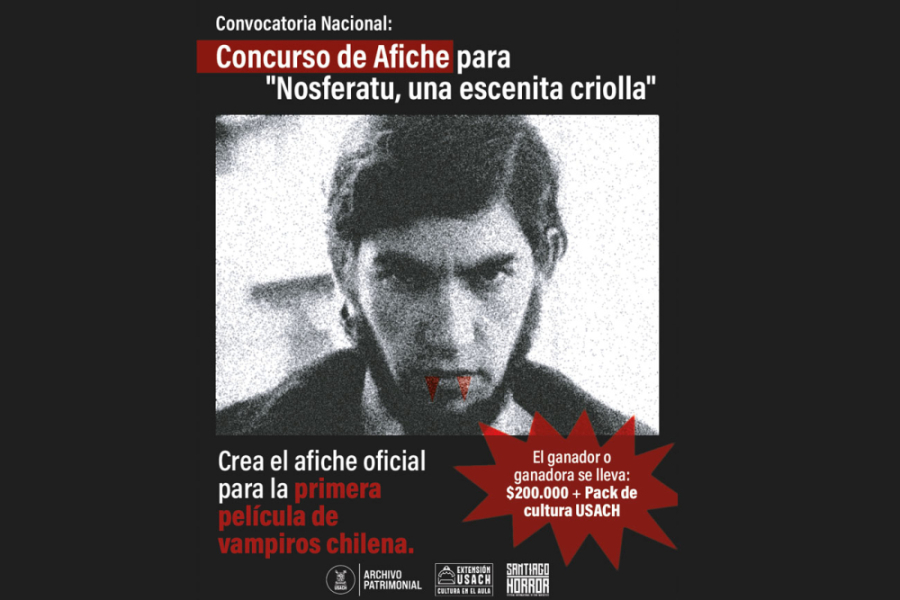 Afiche de promoción del concursos en donde aparece el vampiro personaje principal de la película