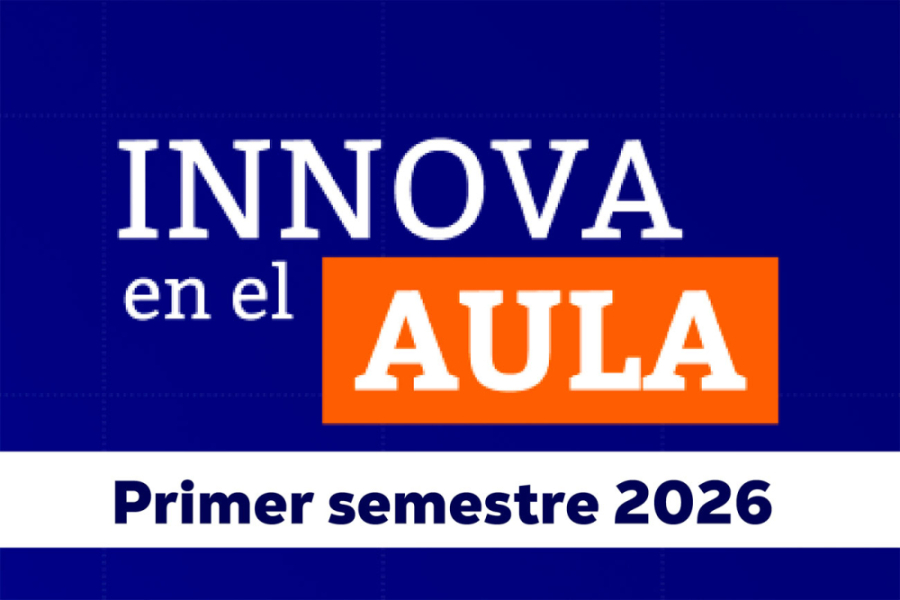 Afiche del programa. Fondo azul, letras blancas, vivos anaranjados.