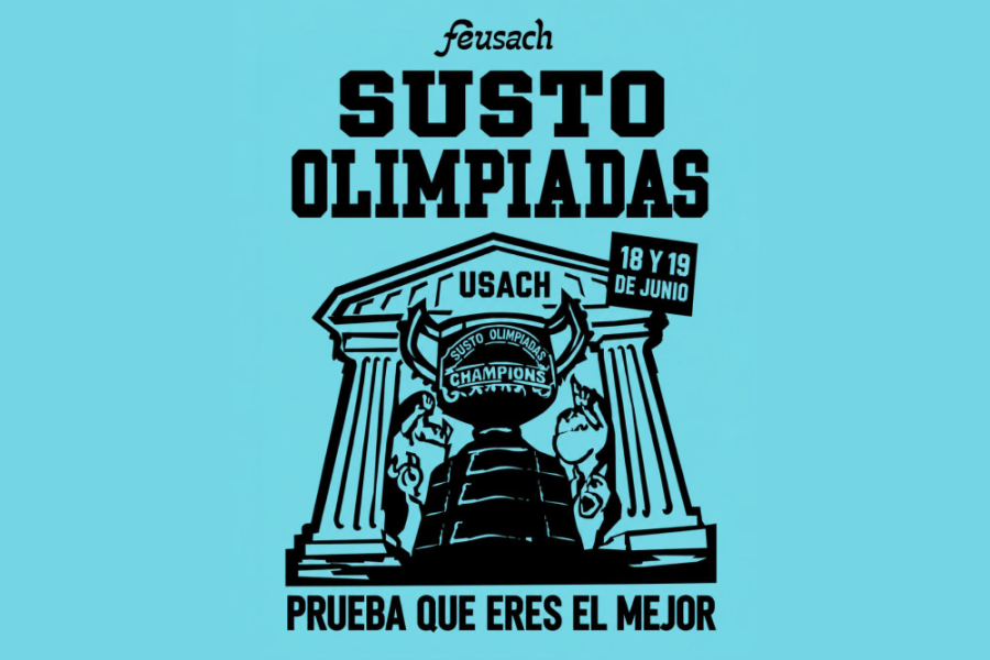 Afiche de la actividad. Fondo celeste, letras  y dibujo en letras negras