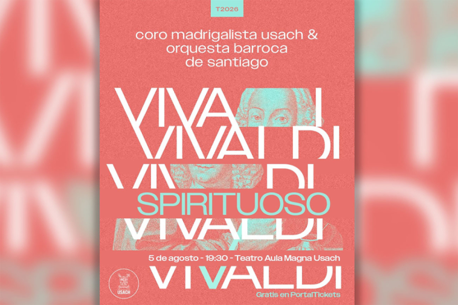 La imagen muestra el afiche de evento, con fondo rosado y letras blancas y verde agua